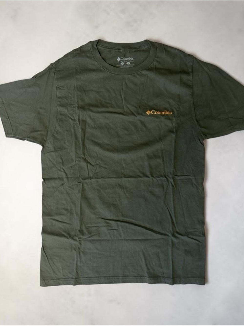 Columbia Olive Green Short Sleeve Logo Tee with Gold Accent